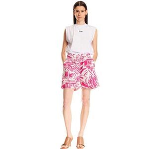 MSGM Summer Brushed Motif Elastic Waist Short Pink White Shorts Women’s Size 42